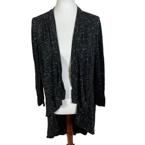 Acemi Heathered Black Knit Lightweight Sweater Open Duster Cardigan Size Large